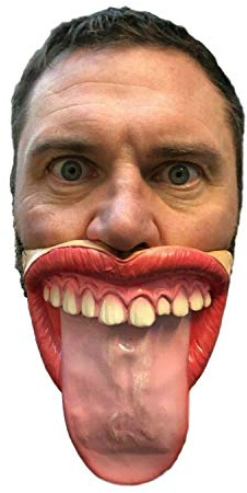 Rubber Johnnies , Demi-masque The Lick, grande bouche, langue, déguisement, taille unique