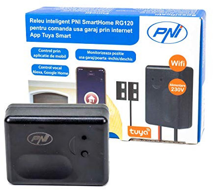 Relè intelligente PNI SmartHome RG120 WiFi per il controllo dell'apriporta del garage monitorato via Internet con l'App Tuya Smart