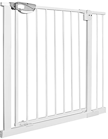 UISEBRT Dörrskyddsgaller utan borrning, trappskydd för barn, 85–95 cm brett, automatiskt stängande babyskyddsgaller metallgaller, vitt