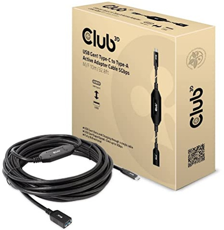 Club3D CAC-1538 USB Gen1 Typ-C auf Typ-A aktives Adapter-Kabel 5Gbps St./B 10 Meter