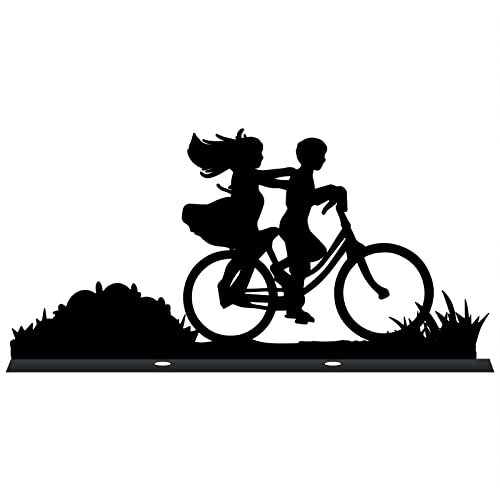 CREATCABIN Decoración de Buzón de Metal con Diseño de Bicicleta Humana Placa de Dirección de Doble Cara Arte de Metal Negro para el Hogar Granja Parque Lugar Exterior Regalo de San Valentín 11.8