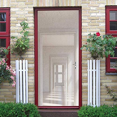 Türtapete Selbstklebend Türposter Putzlinie Tür Weißes Fenster 95X215Cm Fototapete 3D Effekt Türaufkleber Türfolie Poster Tapete Abnehmbar Wandtattoo Für Wohnzimmer Küche Schlafzimmer Dekorati