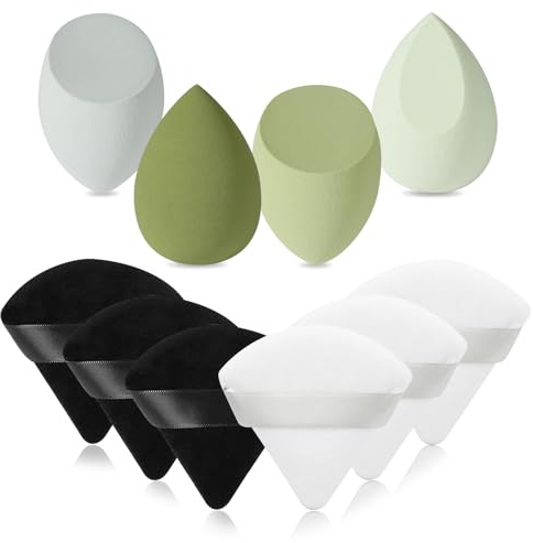 MAGIMODAC Gesicht Puderquaste Make Up Schwamm Dreieck Makeup Schwämmchen Waschbar Wiederverwendbar Kosmetik Makeup Sponge Set(Grün)