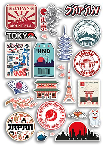 A4-Aufkleberbogen, Japan-Vinyl-Aufkleber – japanische Sehenswürdigkeiten, Stadt, Strand, Flagge, Karte, Urlaub, Koffer, Gepäck, Sammelalbum, Kultur, Reisen, #78887