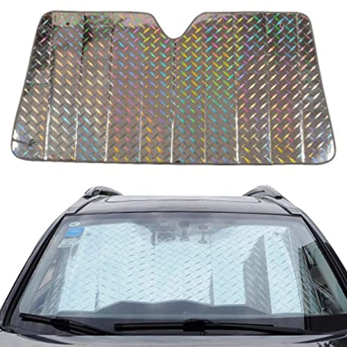 PW TOOLS Auto-Sonnenschutz für Windschutzscheibe, Universalgröße, 99% UV-Schutz, Stark reflektierend, Verdicktes 5-Lagen-, Einfache Installation, für Personenkraftwagen