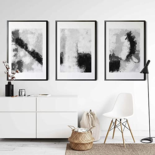 Sarah Duke 3er Premium Poster Set, Abstrakt Wandbilder Wohnzimmer Bilder Schwarz Aesthetic Bilder Set, Modern Kunstdrucke Wandposter, Ohne Rahmen (50x70cm)