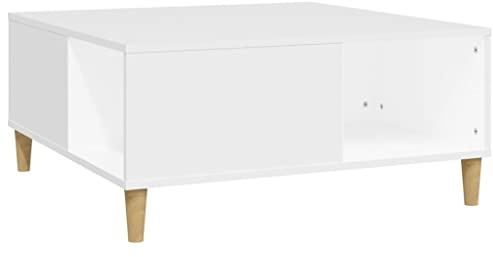 vidaXL Mesa de Centro Madera contrachapada Blanco 80x80x36,5 cm