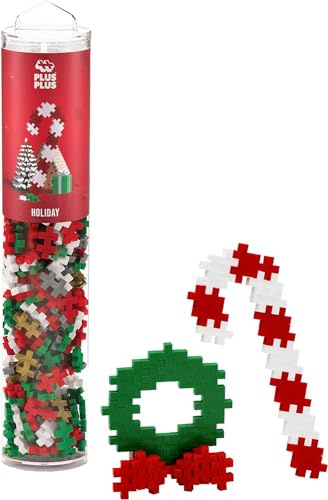 Plus-Plus 4304 Geniales Konstruktionsspielzeug, Weihnachten, Kreativ-Bausteine Tube, 240 Teile, Holiday
