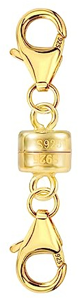 Gold Magnetic Necklace Clasp 14K Gold Large Double Lobster Jewelry Clasp | Double Magnetic Clasps 925 Jewelry Making Findings Clasps Easy Use Magnetic Necklace Extenders Bracelet Converter Connector