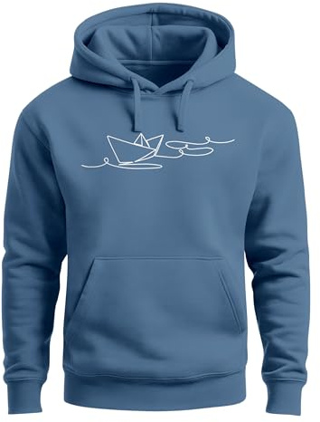 Neverless® Hoodie Herren Boot Polygon Papier-Schiff Origami Aufdruck Print Kapuzen-Pullover Männer Fashion Streetstyle