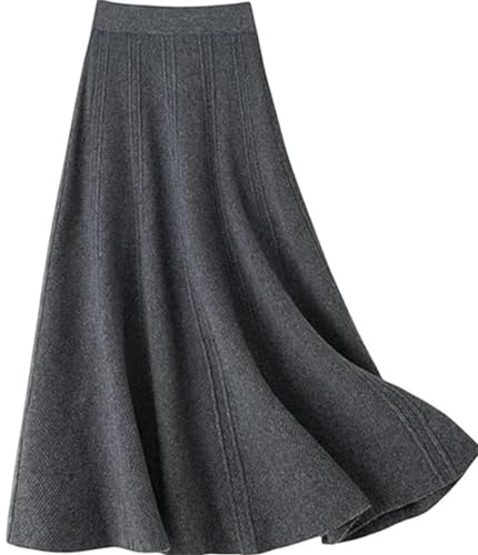 MdybF Gonna a maglia Donna Autunno E Inverno Faux Gonna Di Lana Per Le Donne A Vita Alta Gonna A Maglia Moderock, grigio., X-Small-Small