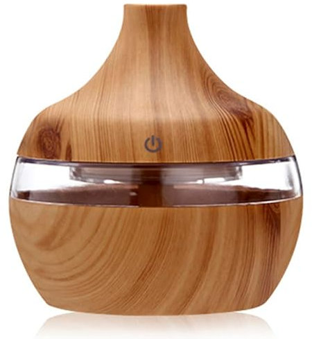 Wood Grain Humidifier LED Night Light Mist Maker Air Humidifier Essential Oil Diffuser Small Humidifiers for Bedroom Office Car Home (A)