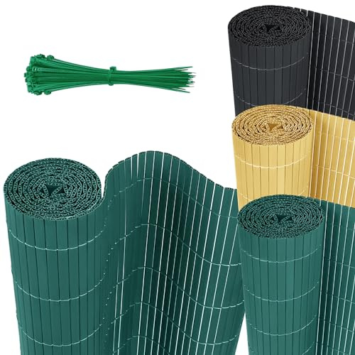 JOIEYOU Brise-vue en PVC - Brise-vue - Revêtement de balcon - Avec serre-câbles - Clôture en PVC - Protection contre le vent - 180 x 400 cm - Vert