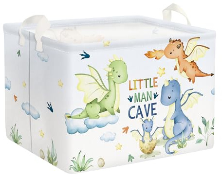Clastyle 36L Groß Pterosaurier Kinder Aufbewahrungskorb mit Henkel Blau Rechteckig Spielzeug Kleidung Aufbewahrungsbox für Kinderzimmer Bad