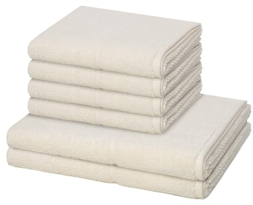 Möve for frottana - 6 teiliges Frottier-Set - Pearl (4 X Handtuch 2 X Duschtuch im Set) - 500 g/m2 - Baumwolle - Walkfrottee - saugstark - weich und flauschig - Ivory
