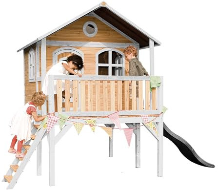 AXI Sophie Children's House with Grey Slide | Outdoor Playground in Brown & White | Wooden Playhouse/Playhouse FSC