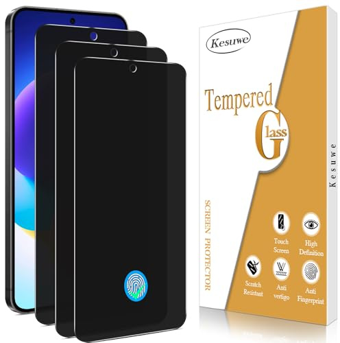 Kesuwe [3 Piezas] Protector Pantalla de Privacidad para Samsung Galaxy S24, Anti Espía, Dureza 9H Cristal Templado, Antiarañazos, Antihuellas, Sin Burbujas