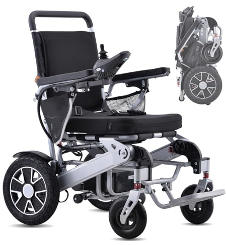 Faltbarer Elektrorollstuhl für Erwachsene & Senioren tragbarer elektrischer Rollstuhl 2×250W (500W) Motor 12Ah Lithium-Akku abnehmbar elektromagnetische Bremse
