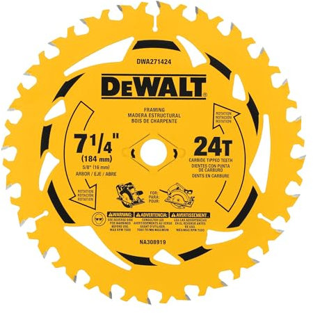 DEWALT 7-1/4 in Circular Saw Blade 24 Tooth with 5/8 in Arbor (3 Pack) (DWA271424PK3)
