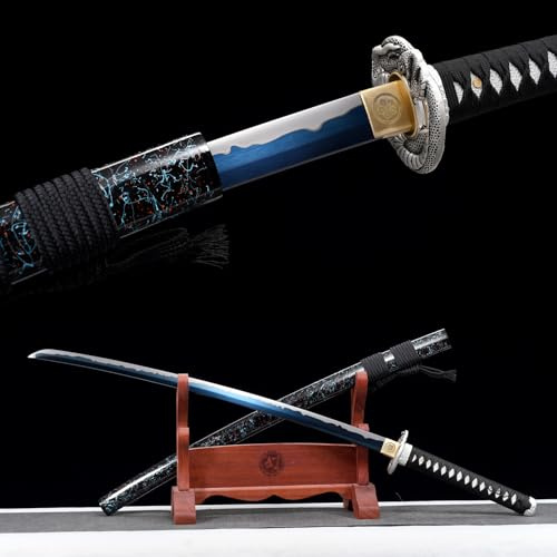 LQSLFsword 103cm Katana，Samuraischwert，Sharp，Katana Schwert scharf， Handgeschmiedeter hoher Manganstahl