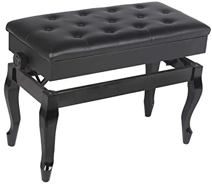 KIUYDHGD Klavierhocker aus Kunstleder, Deluxe-Klavierbank, Design mit Notenfach, ausgestattet mit Beinen aus Massivholz und gepolstertem Lederkissen, höhenverstellbar