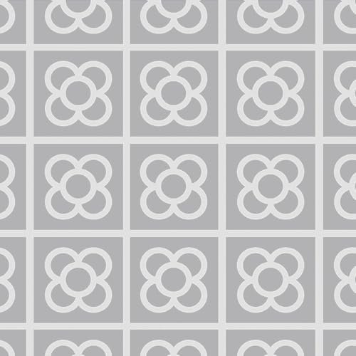 DECORERA Azulejos de Vinilo Panot Barcelona para Pegar en Baldosas Muros | Pegatina Decorativa Estilo Modernista | Resistentes a Agua Grasa | Ideal en Cocina Baño | Pack de 20 (15 x 15 cm, Light Gray)