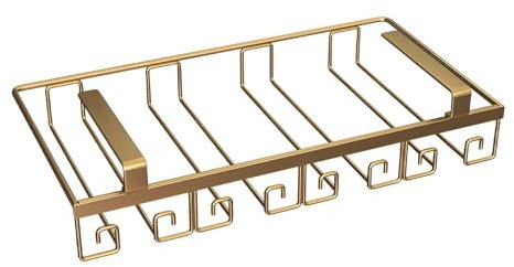 4 Reihen Gold Weinglashalter hängend unter dem Schrank, Kein Bohren, 41,5cm moderner Metall Weingläser Halter, Weinglasregal-Organisator für Küche, Bar