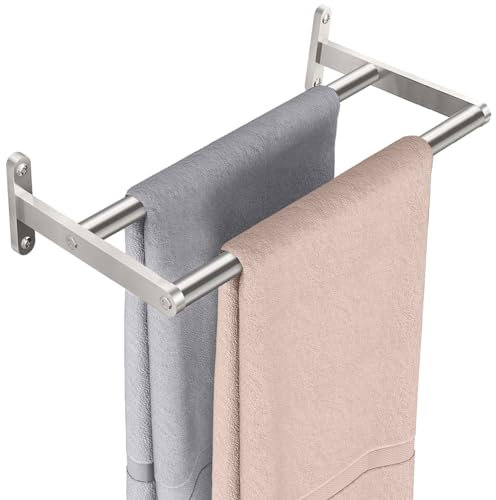 YUMORE Toalleros de Baño Toalleros Dobles 40CM Toallero de Barra Pared de Acero Inoxidable 2 Barras Toallero con Tornillos Almacenamiento para Toallas Cocina y Baño, Cepillado