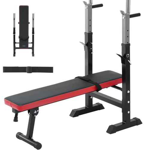 VEVOR Banc de Musculation Réglable et Pliable, Banc d’Entraînement Complet du Corps, Banc Abdominal Capacité de Charge de 181,4 kg, Équipement pour Redressement Assis Haltères Fitness à Domicile Gym