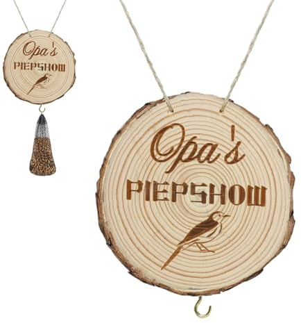 Yerozhui 1 stück Halter für meisenknödel meisenknödelhalter, für opas piep Show, Geschenk für den besten Opa, Vogelfutterhaus aus Holz, für Garten und Balkon, Lustige Geburtstagsgeschenkidee