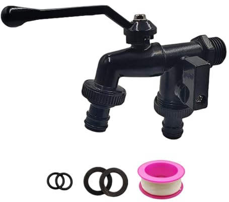 Robinet extérieur à double sortie | Robinet d'eau extérieur à double sortie avec entrée de 1/2 pouce - Robinet extérieur résistant au gel Connecteur de tuyau répartiteur à 2 voies robuste pour