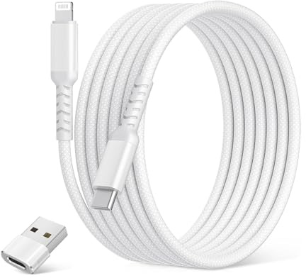 Elebase für iPhone 14 13 USB-C zu Lightning Ladekabel 2M mit USB-A Adapter | Lightning Schnellladekabel für Apple 12 11 Mini Pro Max XS XR 8 7 6 SE,iPad 8th 9th Generation, AirPods 2nd 3rd Generation