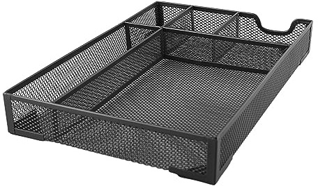 Saluaqui Metallgitterschubladen -Organizer -Tablett 5 Gitter - Mehrzweck -Mesh -Schreibtischschubladen -Organizer - Stabiler Nicht -Schlupf -Metall -Schreibtisch Organizer Speicherkorb, Schwarz