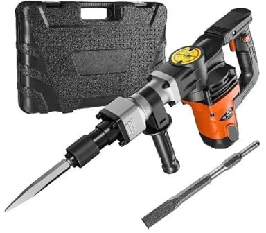 Trapano a percussione, Martello demolitore elettrico da 1400 W, martello demolitore for calcestruzzo, 2900 BPM, 2 scalpelli e punte for scalpellatura per demolizioni rapide