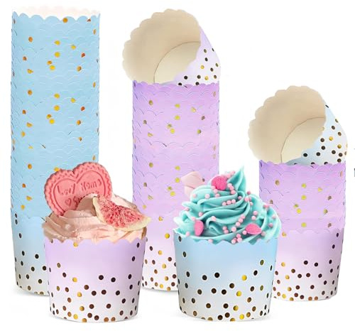 Muffinförmchen Papier, 100 Stück Muffins Papierförmchen, Cupcake Förmchen, Cupcke Wrapper für Hochzeiten Geburtstag Party Size 6 x 5.5 x 7 cm (Lila Blau)