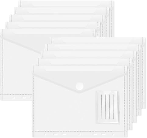 10 Stück Dokumententasche Zum Abheften,22,5 x 18cm Wasserdichte Umschlagmappen,Dokumentenmappe A5 Zum Abheften,Dokumententaschen mit Klettverschluss für Aufbewahrung Von Prüfungsunterlagen,Dokumenten