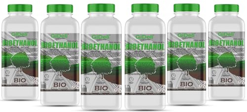 GiDeli Bioéthanol Lot de 6 bio-éthanol Parfum forêt 96,6 % éthanol pour intérieur et extérieur Sans fumée ni suie Fabriqué à partir de maïs et de betterave sucrière