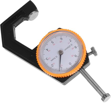 INOOMP Misuratore di Spessore Analogico con per Carta Pelle e Tessuti Strumento di Misurazione Preciso con Testa Piatta in Metallo per Controllo Qualità