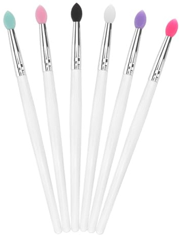TOYZFRIENDY 6 piezas Pinceles Sombras Ojos Silicona Resistente y Seguro Colores Surtidos Compacto y Ligero Herramienta Maquillaje Ojos Portátil para Profesionales y Uso Diario