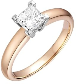 Epinki Echte Goldschmuck Trauringe 375 Bicolor, Klassiker Eheringe mit Labor Erstellt Diamant 0.5ct Prinzessschliff, Ring 9K, Gr.63 (20.1)