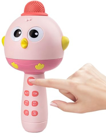 Yuemeuy Micrófono Juguete,2 En 1 Altavoz Portátil con Forma De Pollo | Juguetes De Canto Y Música Recargables con Luz LED - para Niños y Niñas Hogar Reunión Familiar Salón Navidad y Cumpleaños Fiesta