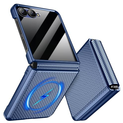 Doeshine for Samsung Galaxy Z Flip 7 Case [Not for Flip 7 FE] Compatible with Magnetic Mag-Safe, Back Privacy Screen Protector & Hinge Protection, Slim Fit Stylish Shockproof Protective Cover (Blue)