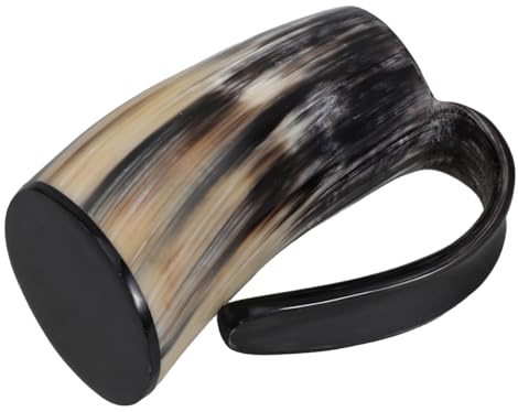 DOITOOL Mug de Corne Nordique 200 Ml, Petite Taille en Corne Naturelle, Verre à Bière Vintage pour Fêtes et Bar, Chope Renaissance Originale, Accessoire Cuisine et Décoration Intérieure