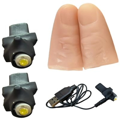 Dita magiche - ABS | Pollice illuminato, finto oggetto di scena convincente per scherzi da primo piano, spettacoli teatrali, feste di compleanno, riunioni di famiglia, festival, include 2 cavi per lam