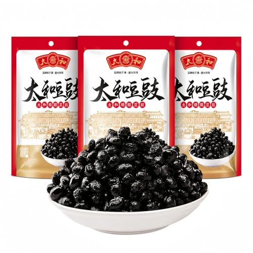TraiHuyan Fermented Black Beans 300g (3 Packs, 100g Per Pack), Salted Black Beans, Vegan, No Added Preservatives, Fermented Black Beans, Suitable for Stir-frying, Marinating, and Dipping