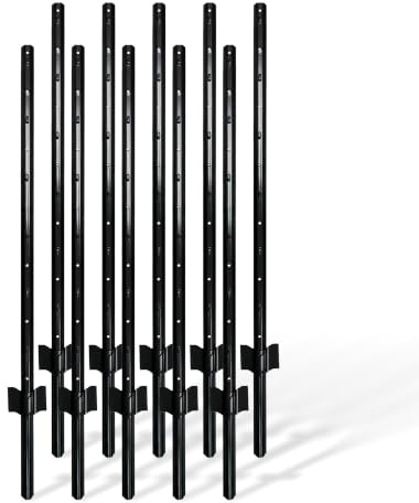 Relaxdays Zaunpfosten, 10er Set, für Drahtzaun, schwarz | Zaunpfahl zum Einschlagen, 90 cm hoch, u-Profil, Garten, Stahl
