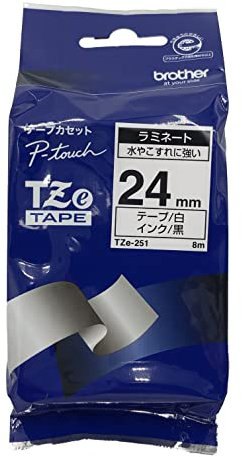 Brother Original P-touch Schriftband TZe-251 24 mm, schwarz auf weiß (u.a. für Brother P-touch P700, -2430, -D600, -9700PC, -P750W), 24mm x 8m
