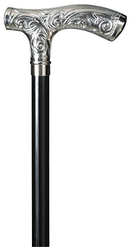 Gehstock Medici, glanzverchromter Fritzgriff aus ABS, schwarzer Buchenholzstock,100cm.