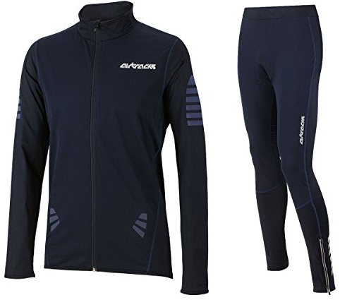 Airtracks Herren Winter Radtrikot Set Pro Windstopper - Thermo Fahrradhose Lang Pro + Thermo Fahrradtrikot Langarm Pro