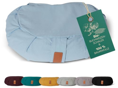 #DoYourYoga ® Coussine de Yoga en Demi-Lune »Ganesh« / Idéal pour Yoga, pilâtes et méditations prolongées/Produit Naturel avec vannure d'épeautre Organique/Dimensions : 45 x 30 x 14cm
